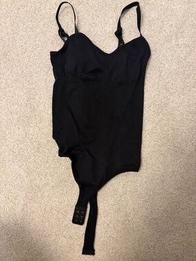 Black Adjustable Strap Bodysuit with Hook Closure - Women